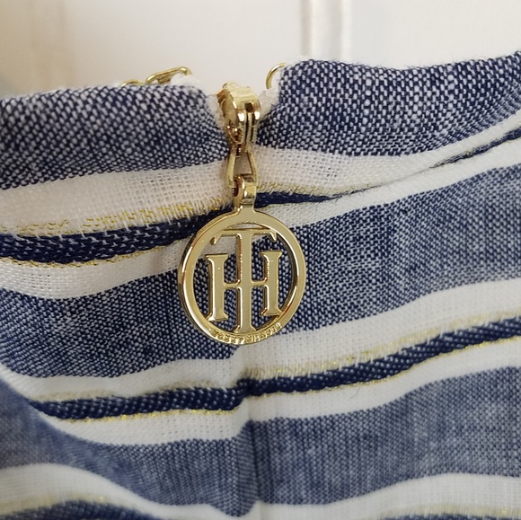 Tommy Hilfiger Chambray Linen Metallic Fit N Flare - Picture 4 of 7